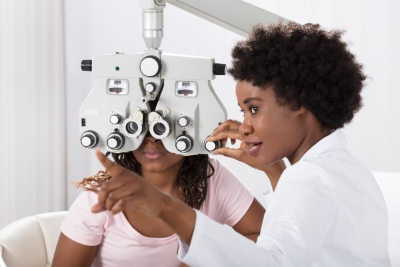 when the optician is looking in your eyes